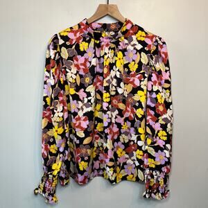 Who What Wear Women's Long Sleeve Behemian Garden Floral Print Blouse Size XXL